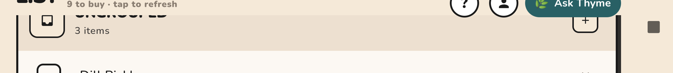 List in landscape with the section header sliced by the pill